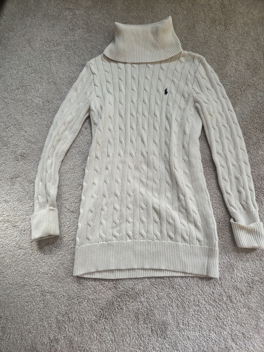 Ralph Lauren Ivory Cable Turtleneck Sweater